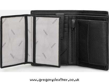 Black Traditional Extra Capacity Leather Wallet by Yoshi