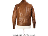 Cognac Leather Zip Jacket by Trapper