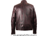 Bordo Mens Leather Jacket Zip Sleeves by Ashwood