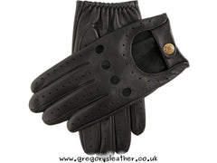 Black Delta Classic Leather Driving Gloves by Dents