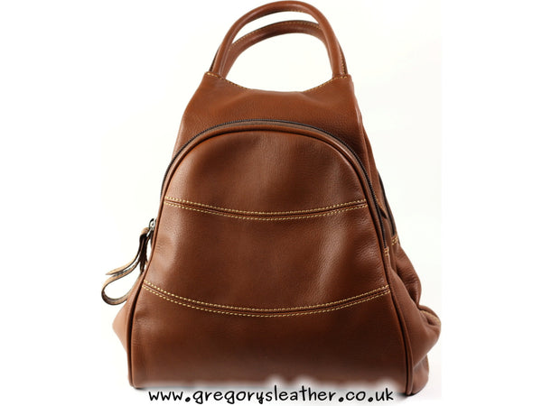 Leather Zip Top Rucksack by Gianni Conti