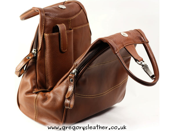 Leather Zip Top Rucksack by Gianni Conti