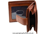 Brown Ridgeback Bifold Leather Wallet With Large Coin Pocket - by Prime Hide