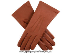 Cognac Cashmere Lined Leather Gloves by Dents