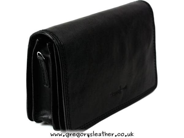 Black Classic Small Flap Over Bag by Gianni Conti