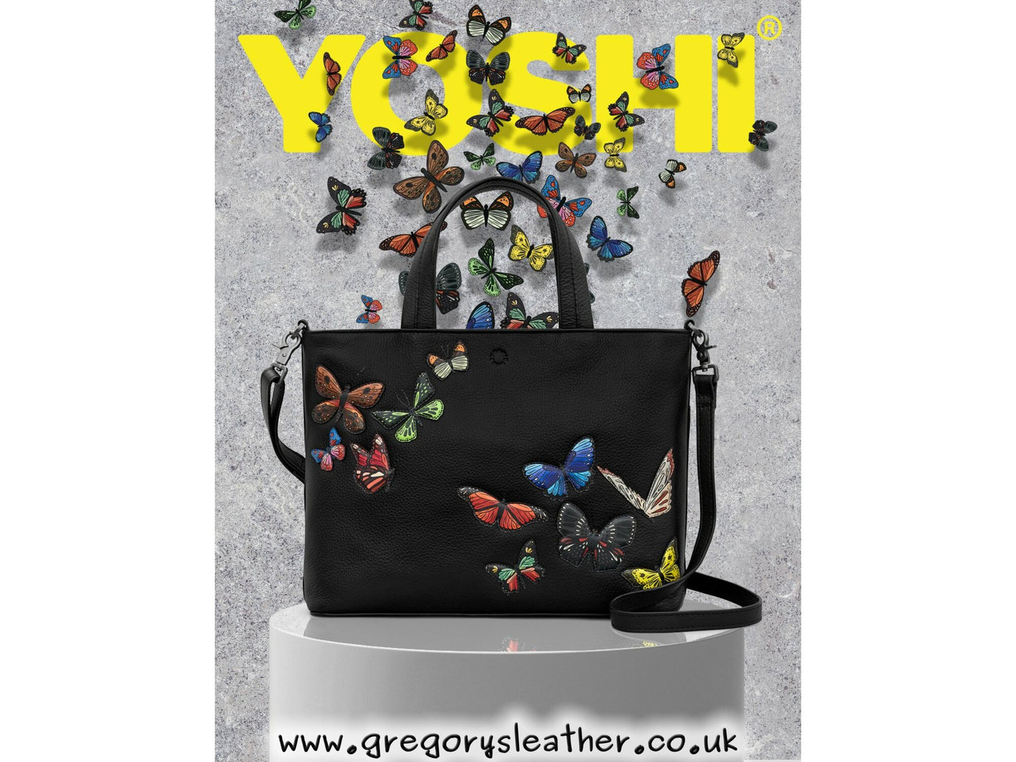 Black Amongst Butterflies Leather Grab Bag by Yoshi