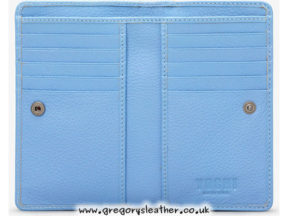 Blue Bee Happy Flap Over Zip Around Leather Purse by Yoshi