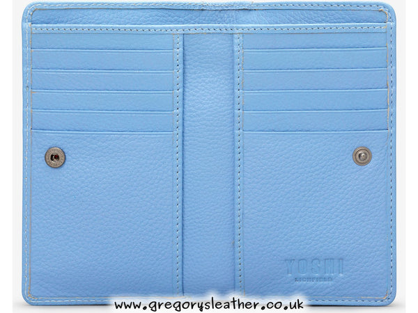 Blue Bee Happy Flap Over Zip Around Leather Purse by Yoshi