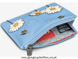 Blue Bee Happy Zip Top Leather Purse by Yoshi
