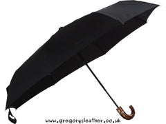 Black Mens Hook Handle Automatic Folding Umbrella by Galleria