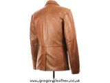 Tan Leather Two Button Blazer Style Jacket by Ashwood