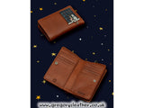 Brown Midnight Cats Zip Around Leather Purse by Yoshi