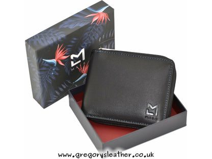 Black/Red Hudson Zip Round Wallet with RFID by Mala