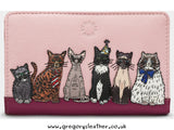 Party Cats Flap Over Zip Around Leather Purse by Yoshi