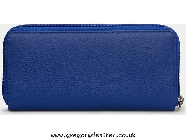 Cobalt Blue Rise And Shine Zip Round Leather Purse by Yoshi