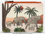 Elephant Parade Zip Top Leather Purse by Yoshi
