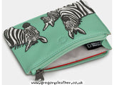 Green Zebras Dazzle of Leather Zip Top Purse by Yoshi
