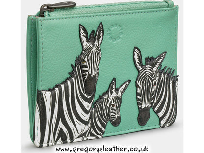 Green Zebras Dazzle of Leather Zip Top Purse by Yoshi