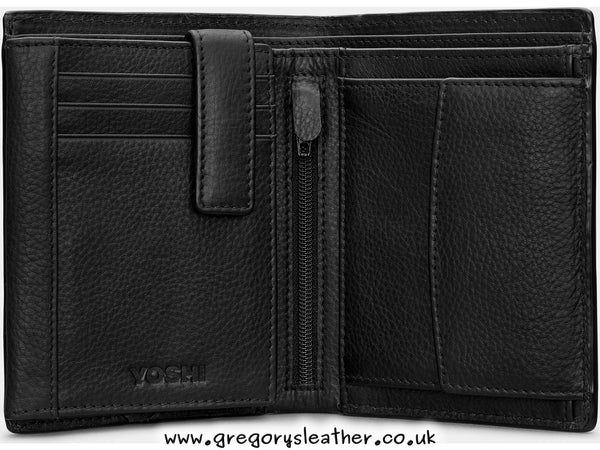 Black  Traditional Extra Capacity Leather Wallet by Yoshi