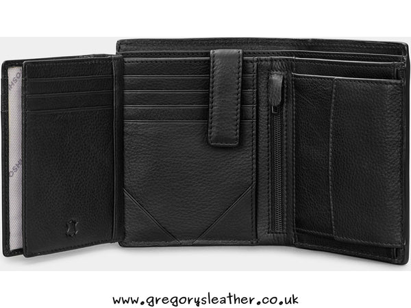 Black  Traditional Extra Capacity Leather Wallet by Yoshi