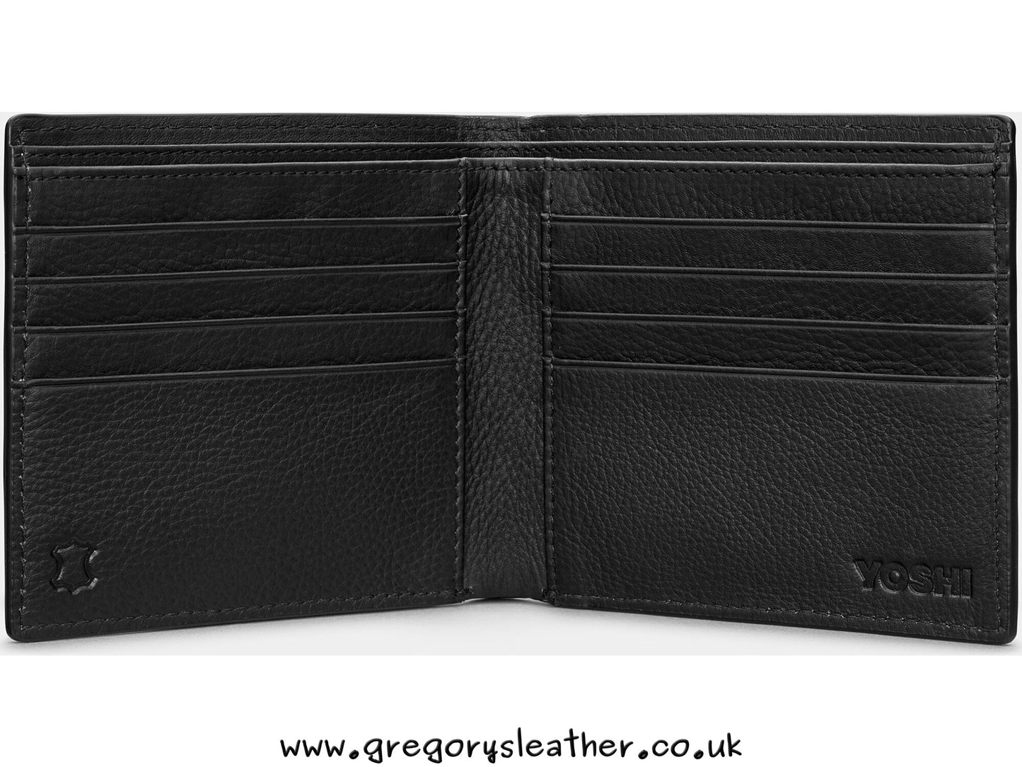 Black Two Fold East West Leather Wallet by Yoshi