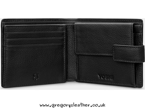 Black  Extra Capacity Leather Wallet with Tab by Yoshi