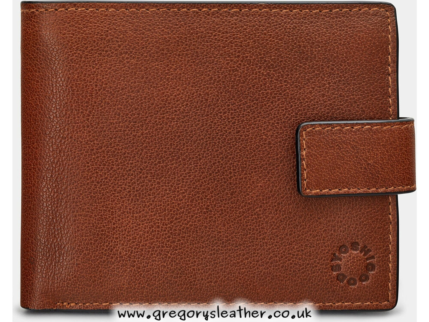 Brown Extra Capacity Leather Wallet with Tab by Yoshi