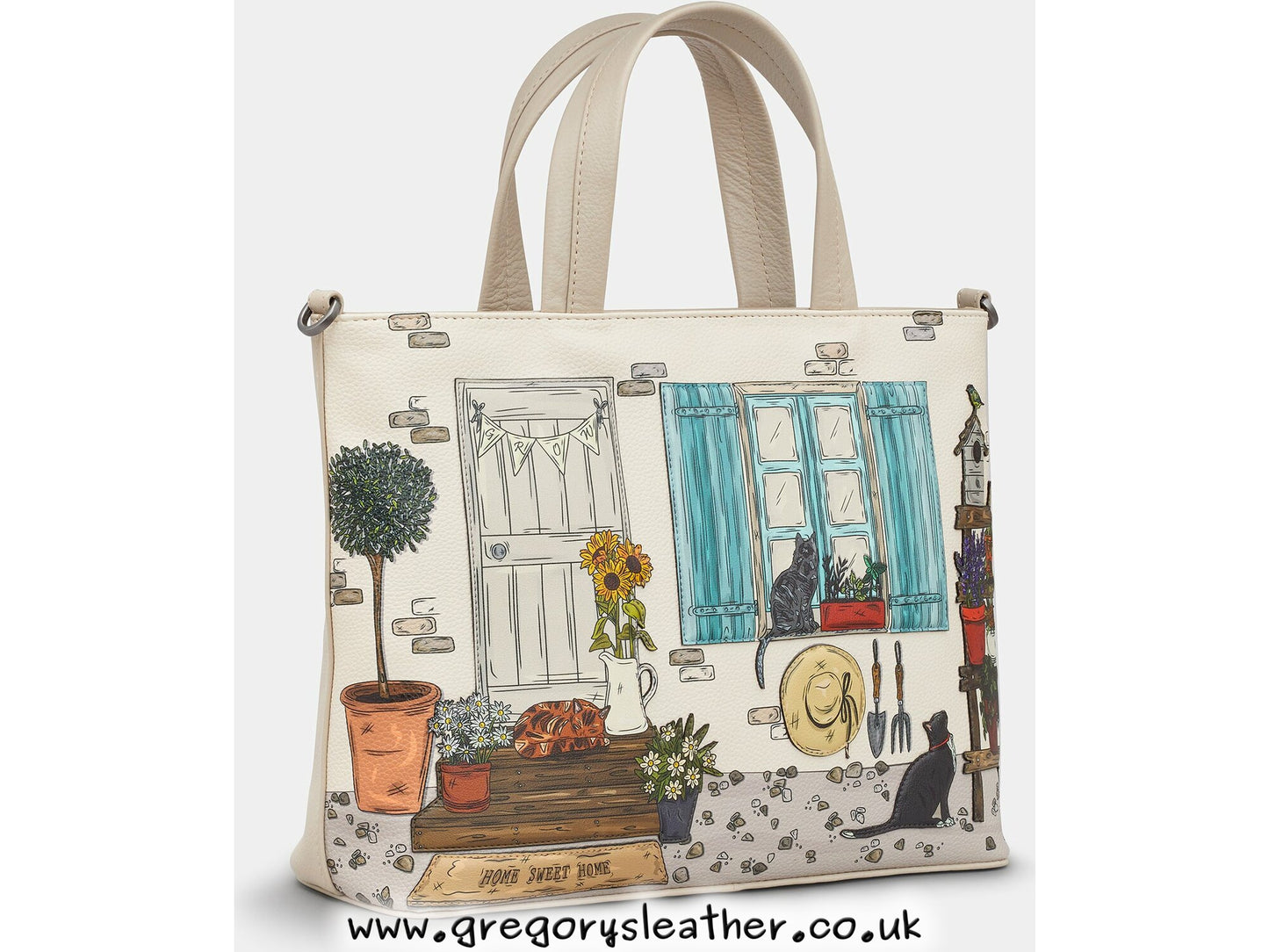 Warm Grey Country Cottage Leather Grab Bag by Yoshi