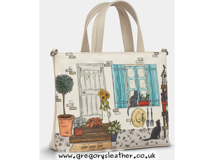 Warm Grey Country Cottage Leather Grab Bag by Yoshi