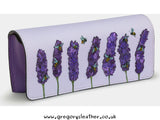 Plum Bees Love Lavender Leather Glasses Case by Yoshi