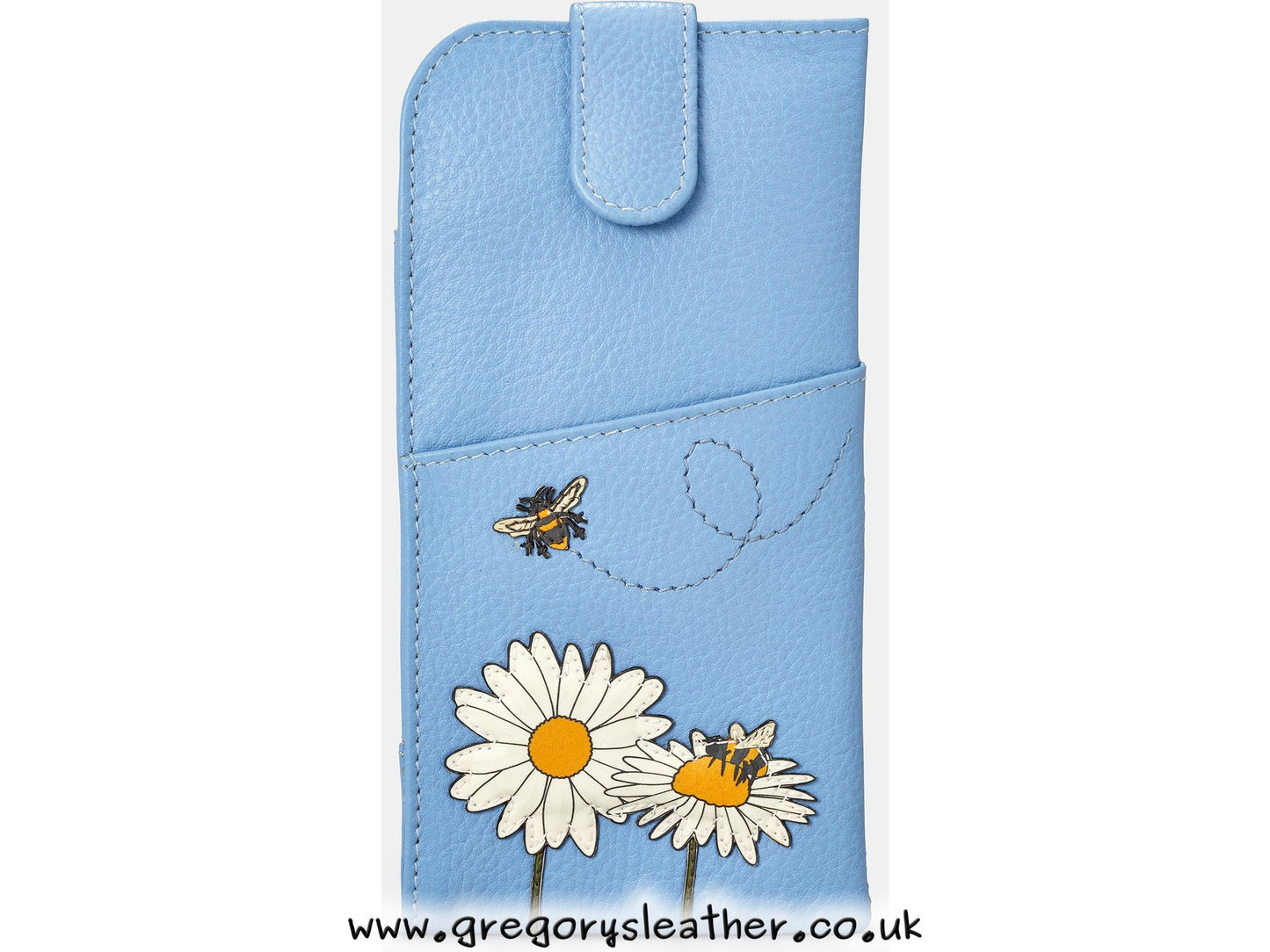 Blue Bee Happy Leather Glasses Case by Yoshi