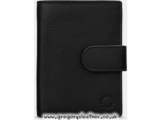 Black Leather Card Holder Wallet with Tab by Yoshi