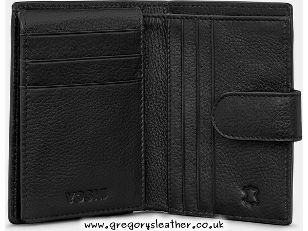 Black  Leather Card Holder Wallet with Tab by Yoshi