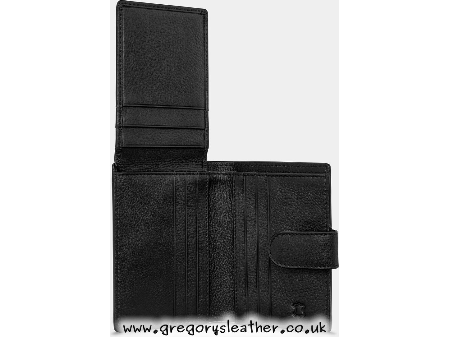 Black Leather Card Holder Wallet with Tab by Yoshi