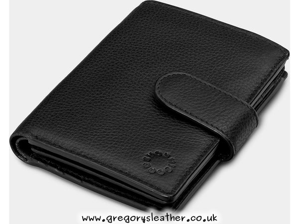 Black  Leather Card Holder Wallet with Tab by Yoshi