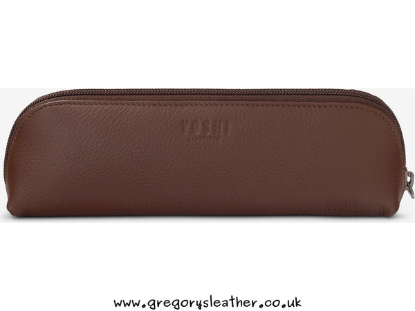Brown Travel Bookworm Leather Pencil Case by Yoshi