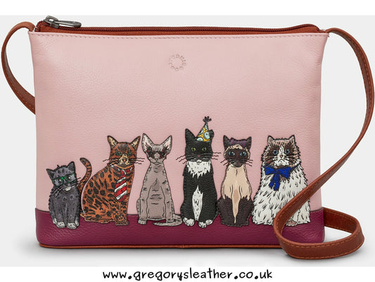 Party Cats Leather Cross Body Bag by Yoshi