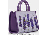 Plum Bees Love Lavender Leather Grab Bag by Yoshi