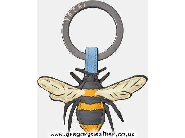 Blue Bee Happy Leather Keyring by Yoshi
