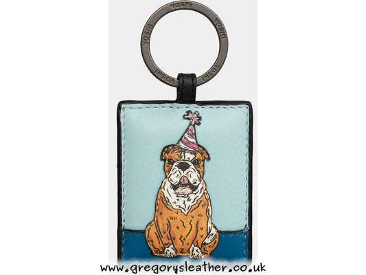 Bulldog Party Dogs - Leather Keyring by Yoshi