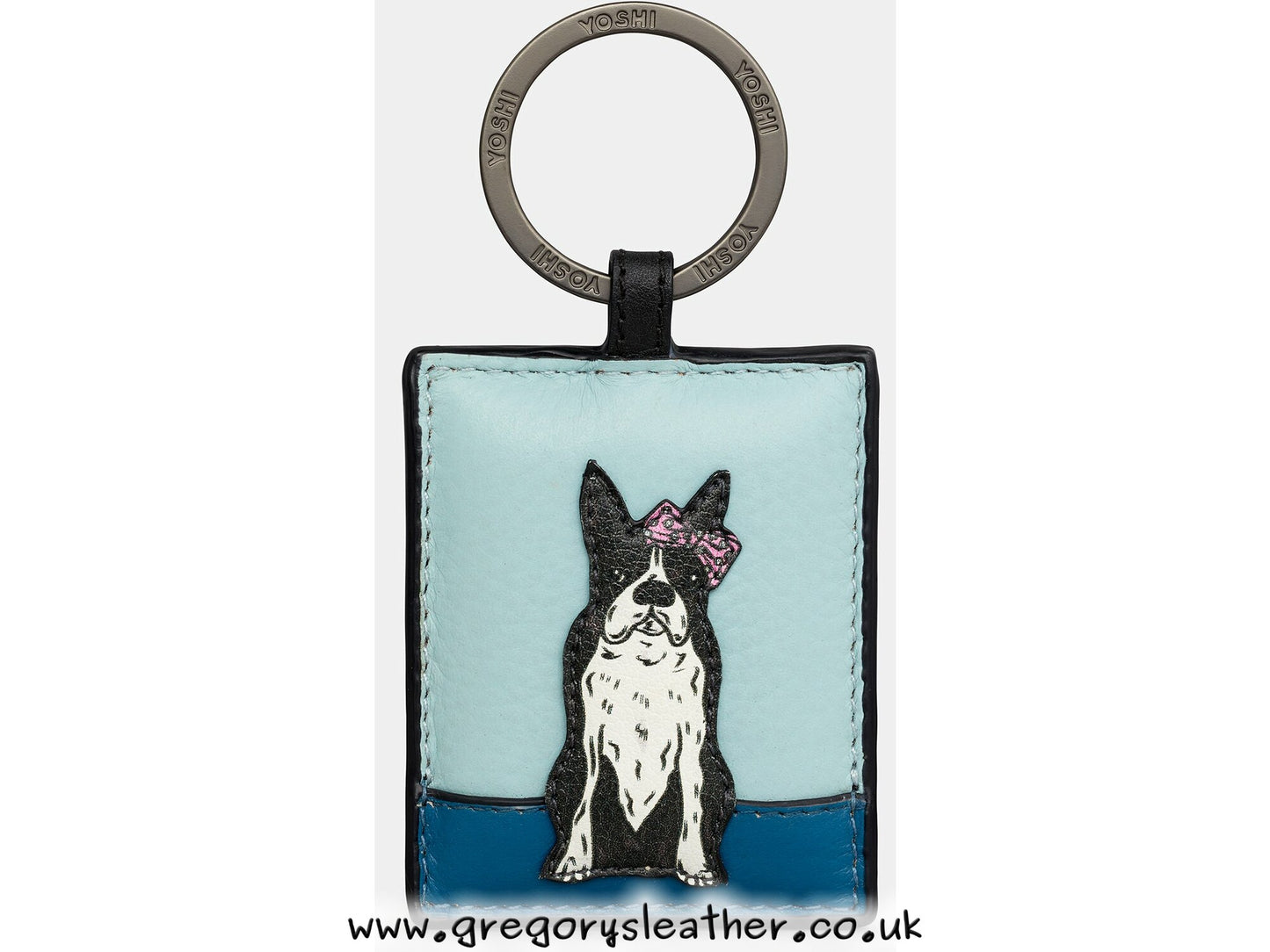 Boston Terrier Party Dogs - Leather Keyring by Yoshi
