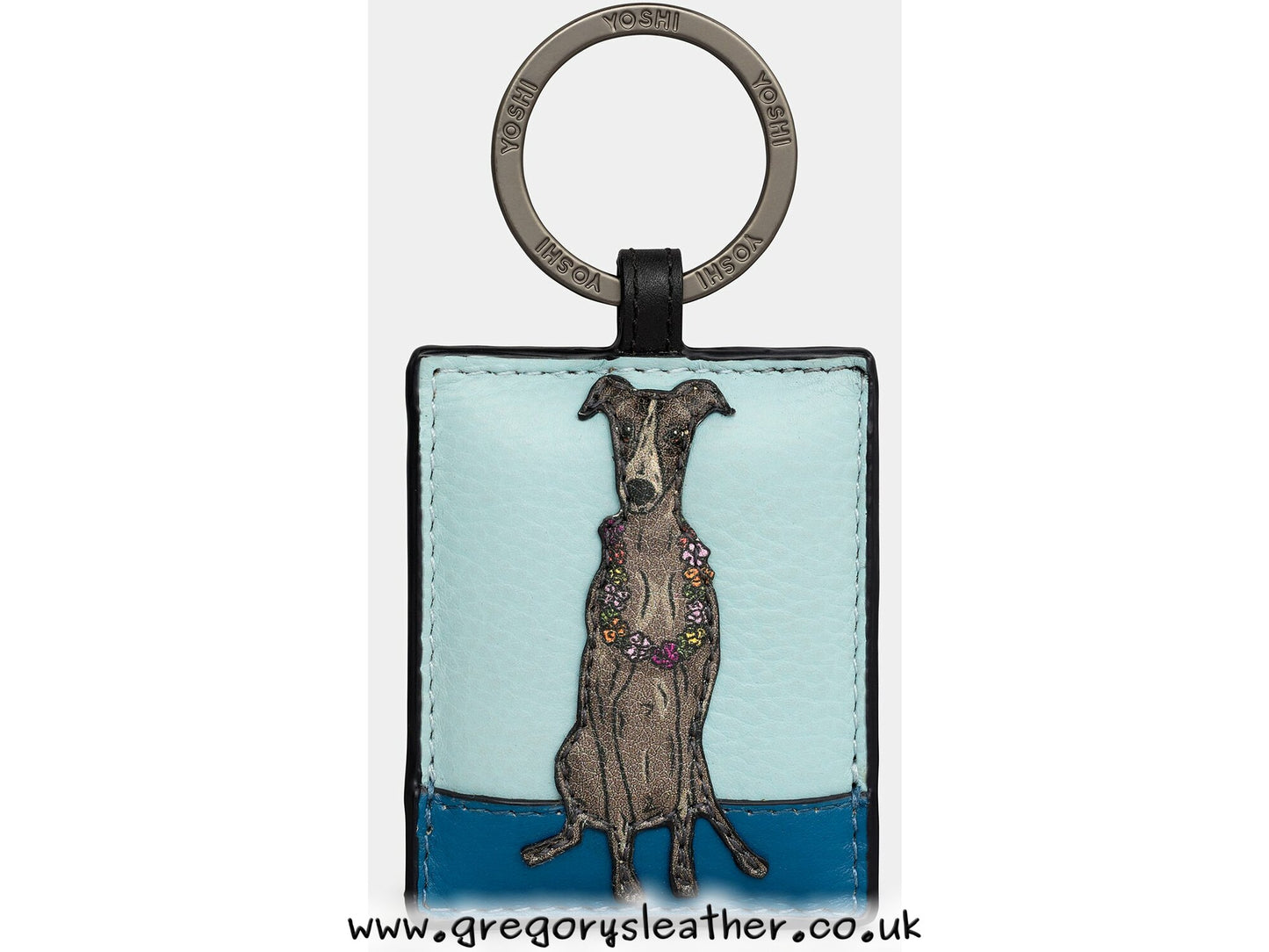 Greyhound Party Dogs - Leather Keyring by Yoshi