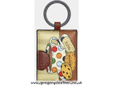Tea And Biscuits Leather Keyring by Yoshi