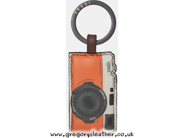 Brown Travel Bookworm Camera Leather Keyring by Yoshi