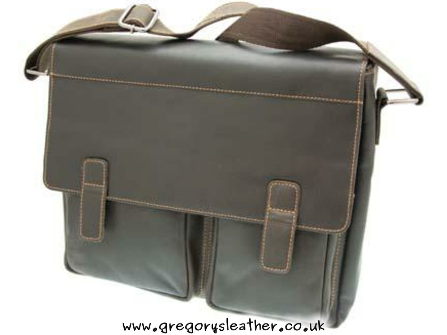 Brown Bamberg Leather Large Twin Pocket Bag by Rowallan
