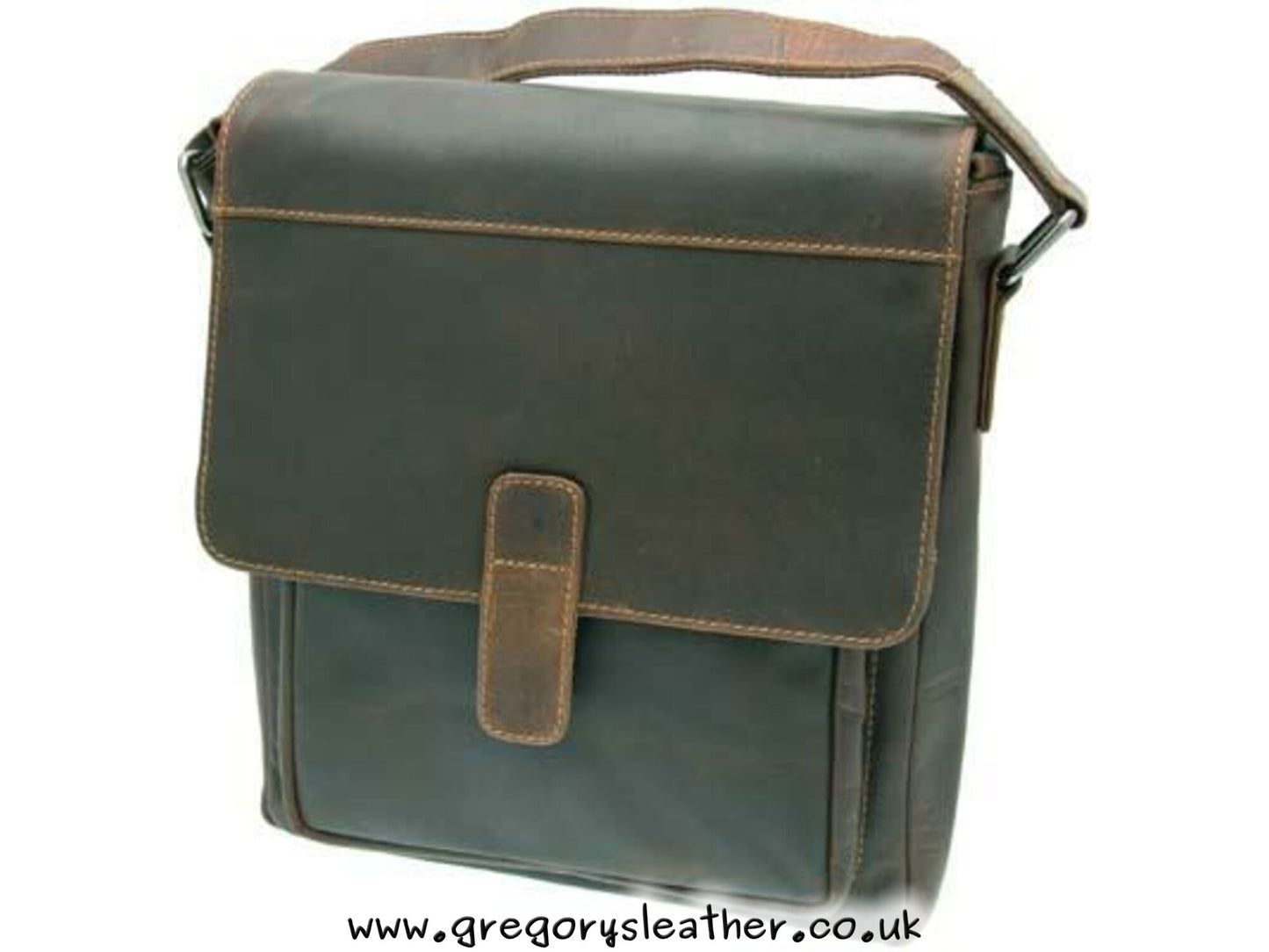 Brown Bamberg Leather Medium Single Tab Bag by Rowallan