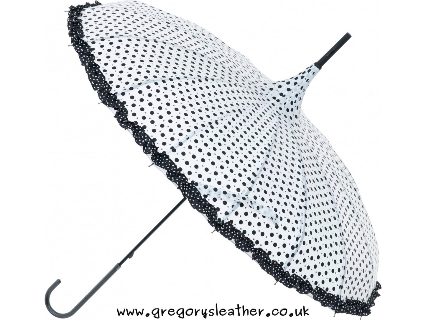 White/Black Long Boutique Sparkle Frills Umbrella by Soake