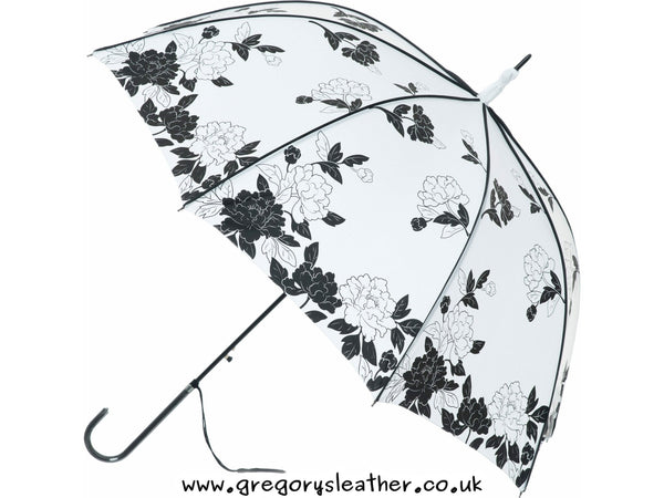 White/Black Leaves Boutique Vintage Stick Auto Umbrella by Soake