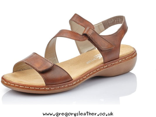 Brown Sandals With Hook And Loop Fastening by Rieker