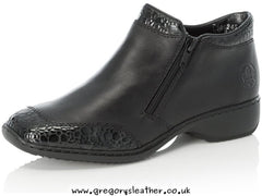 Black/Multi Ankle Boots Patent Detail by Rieker